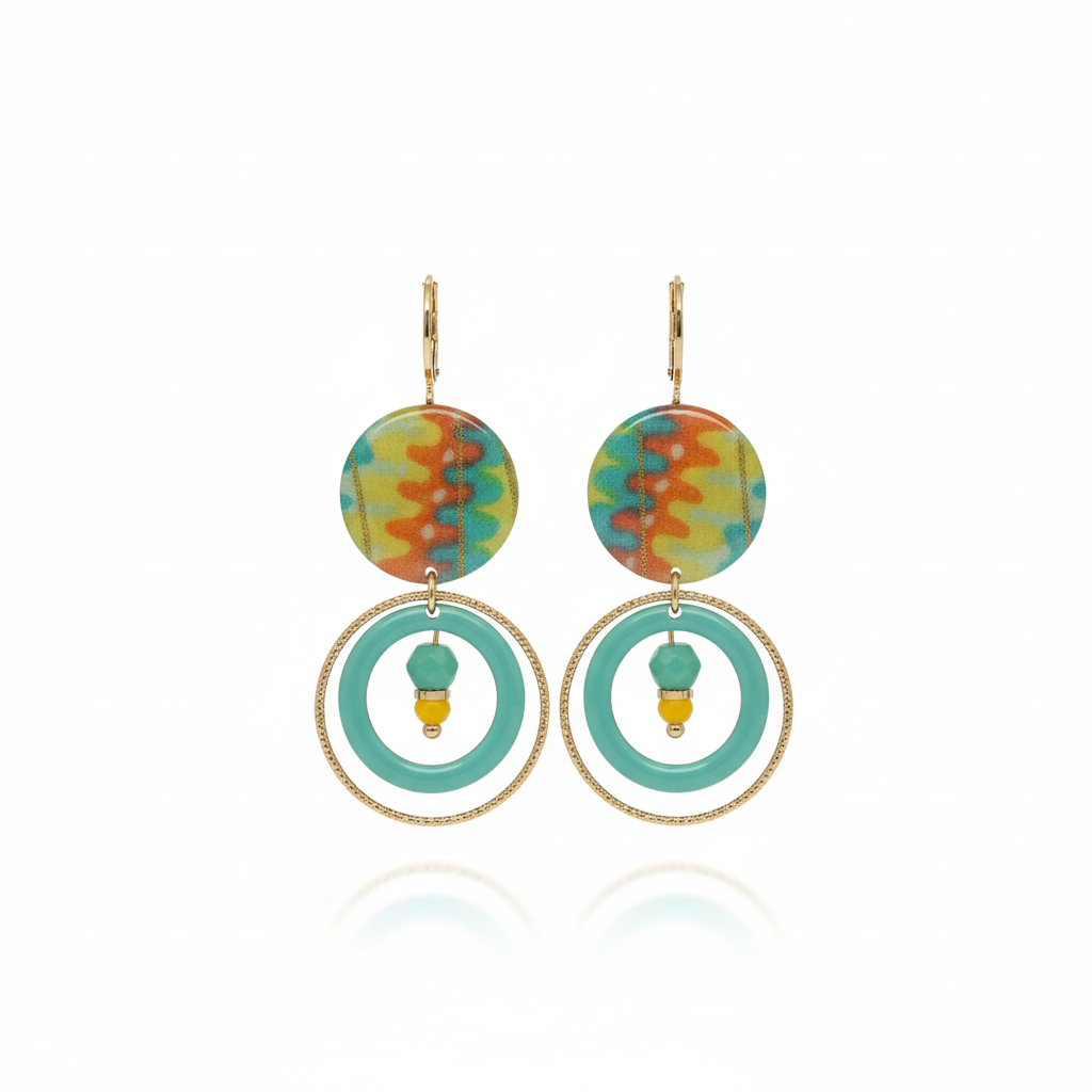 Boucles multicolore dormeuse fond blanc