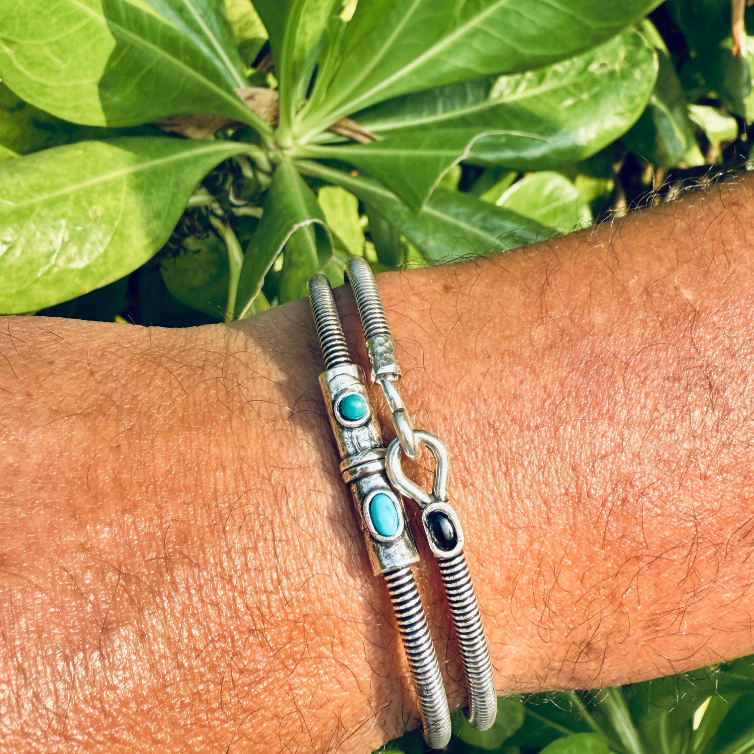 Bracelet Hook Pierre en corde de basse Onyx