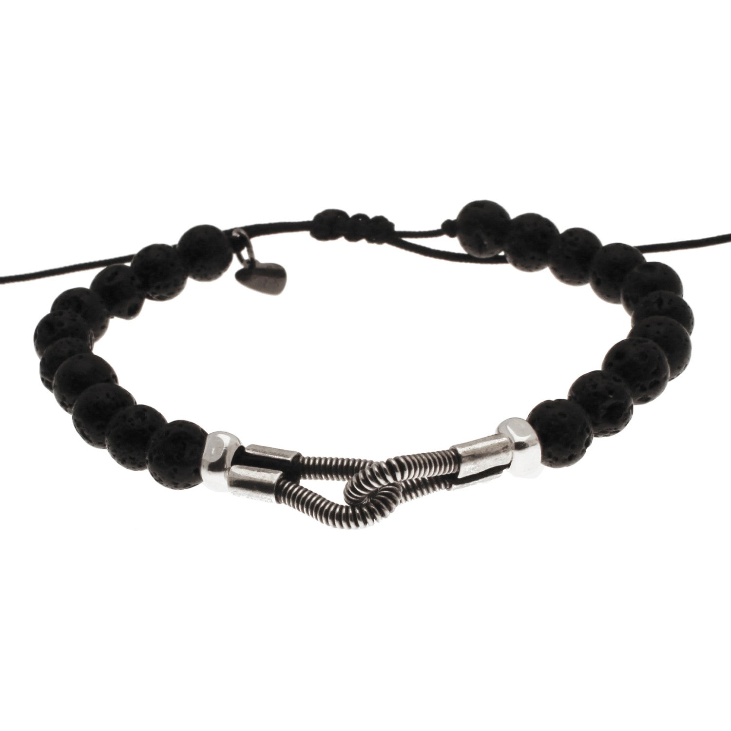 Bracelet "Just Me" en corde de basse fixation horizontale et pierre naturelle