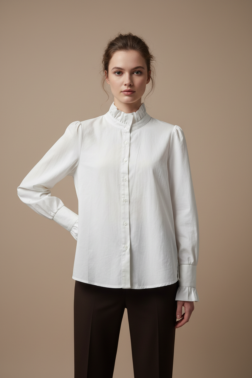 Chemisier Blanc Col Victorien Ycoo