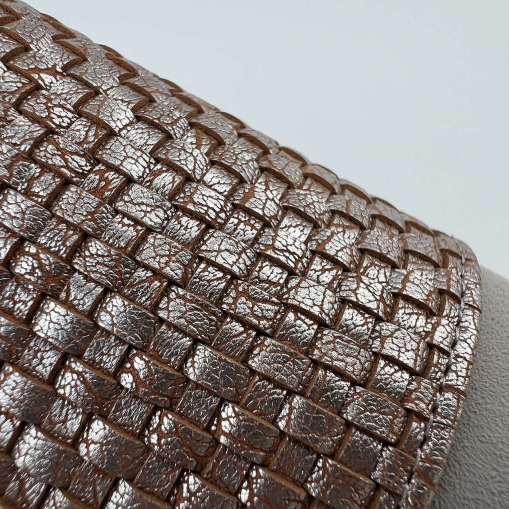 Détail texture cuir métallisé