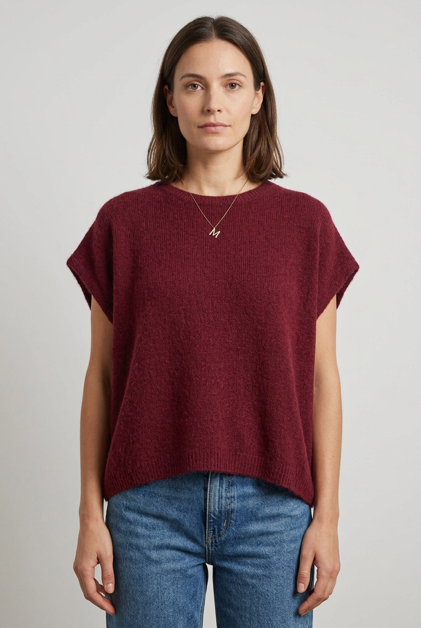 Pull ample à manches courtes – Alpaga superfine