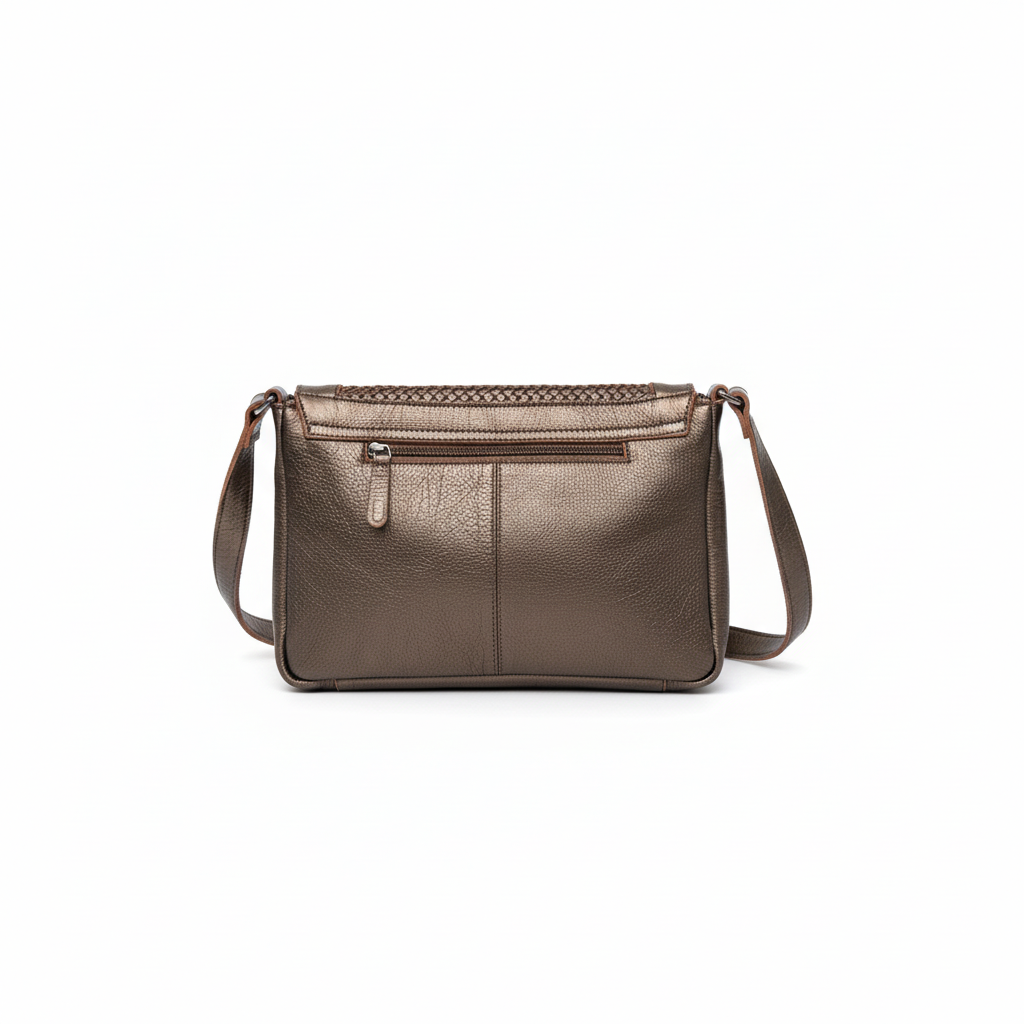 Sac bandoulière Carmen - Léa Toni - Cuir de buffle bronze métallisé