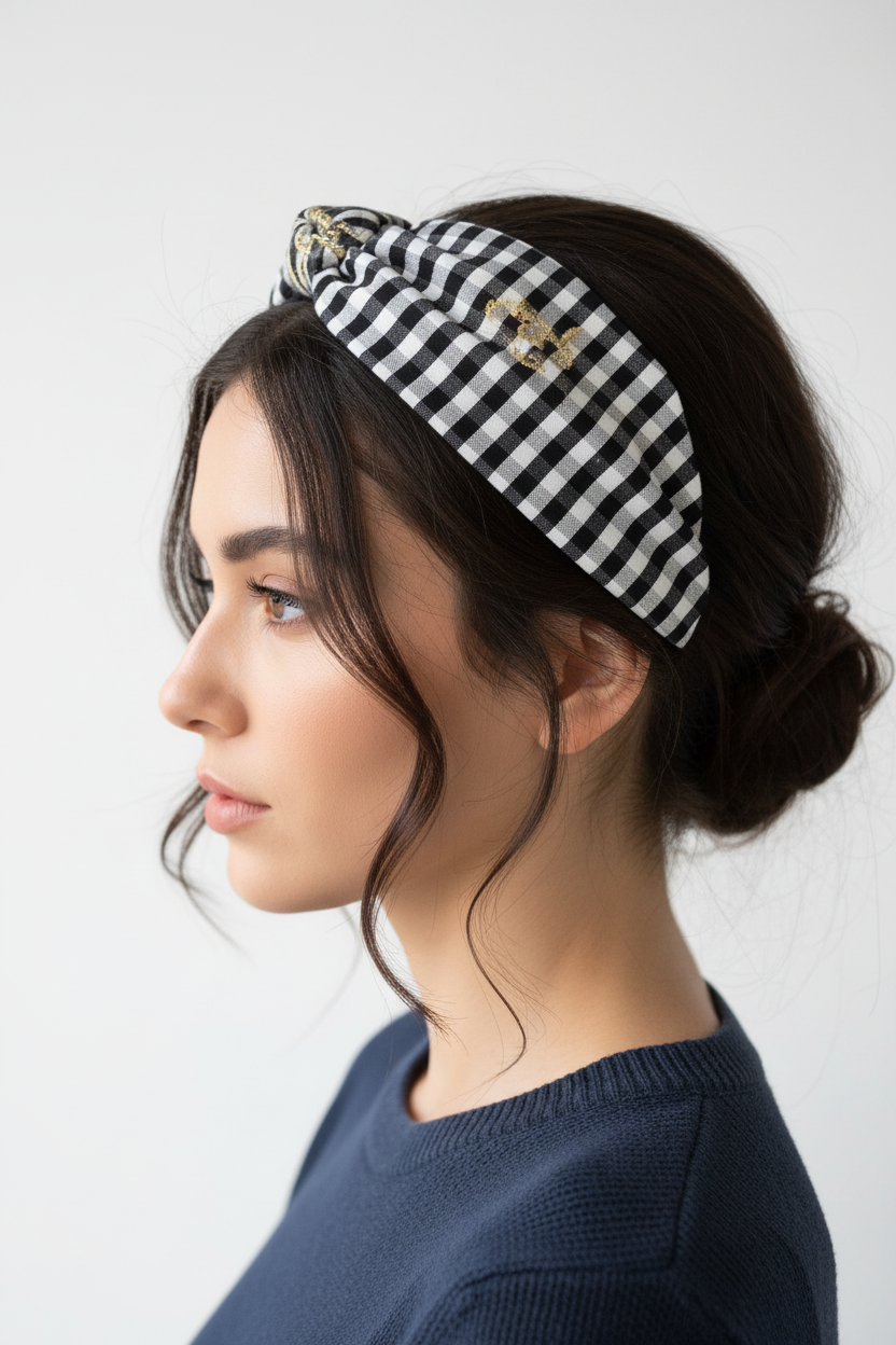 Bandeau vichy noir et blanc