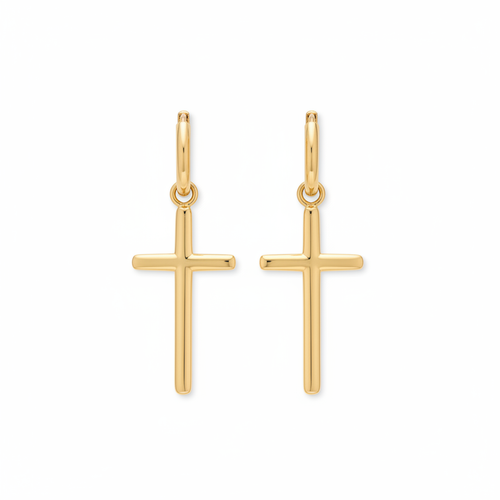 Boucles d'oreilles croix dorées en acier inoxydable