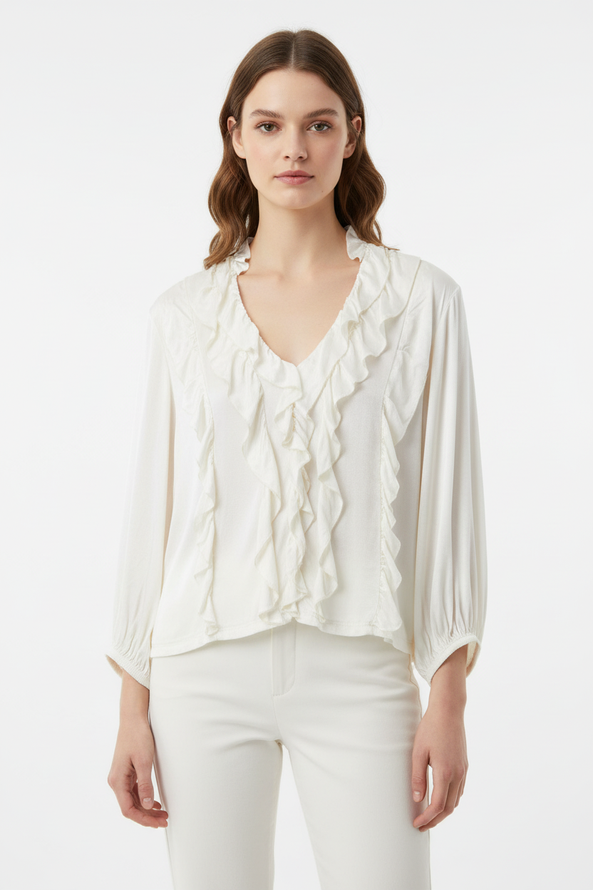 Chemisier Cecile Wang - Vue devant avec volants