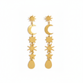 Boucles d'oreilles lune et étoiles dorées 