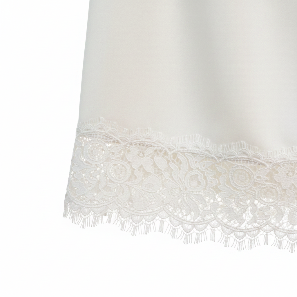 Jupe YCOO Ivoire Satiné – Détail dentelle