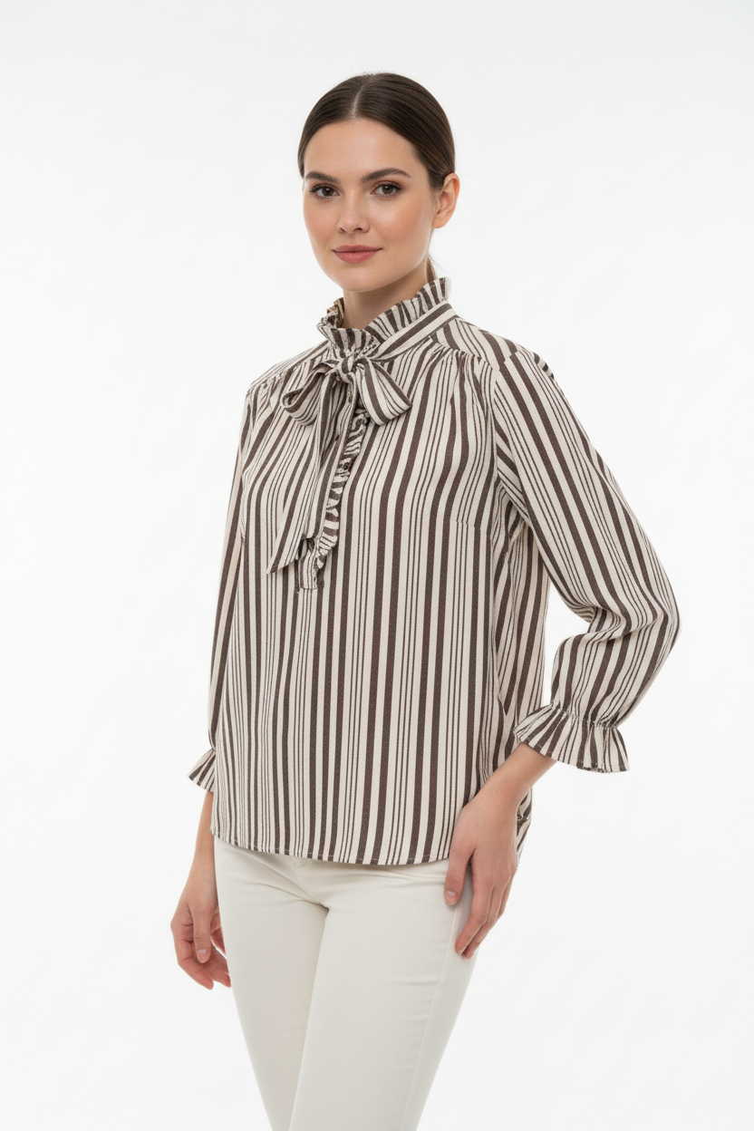 Blouse Senes rayures marron - Vue de face