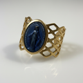 Bague jonc médaille miraculeuse émail bleu zoom médaillon