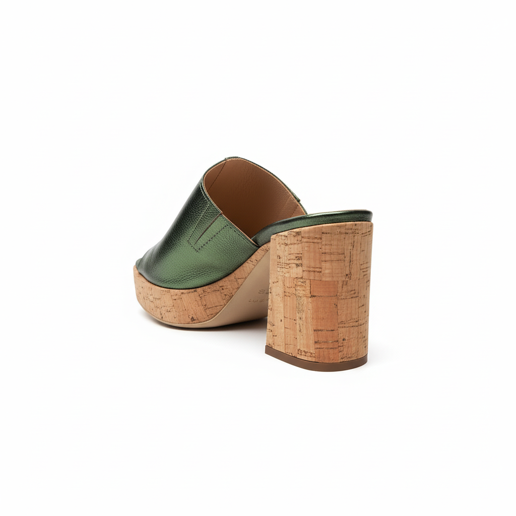 Mule Minka Design cuir métallisé vert - vue arrière