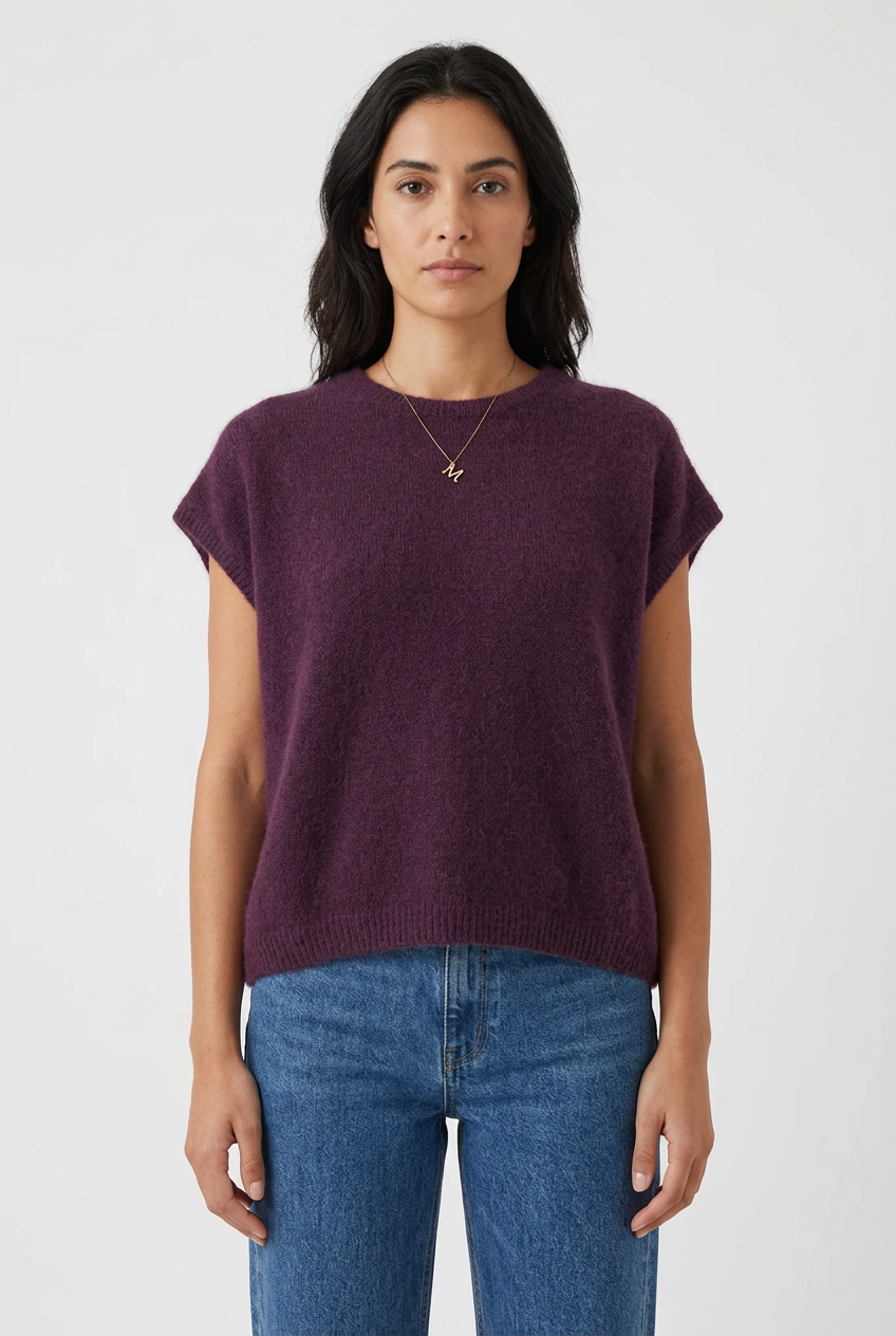 Pull ample à manches courtes – Alpaga superfine
