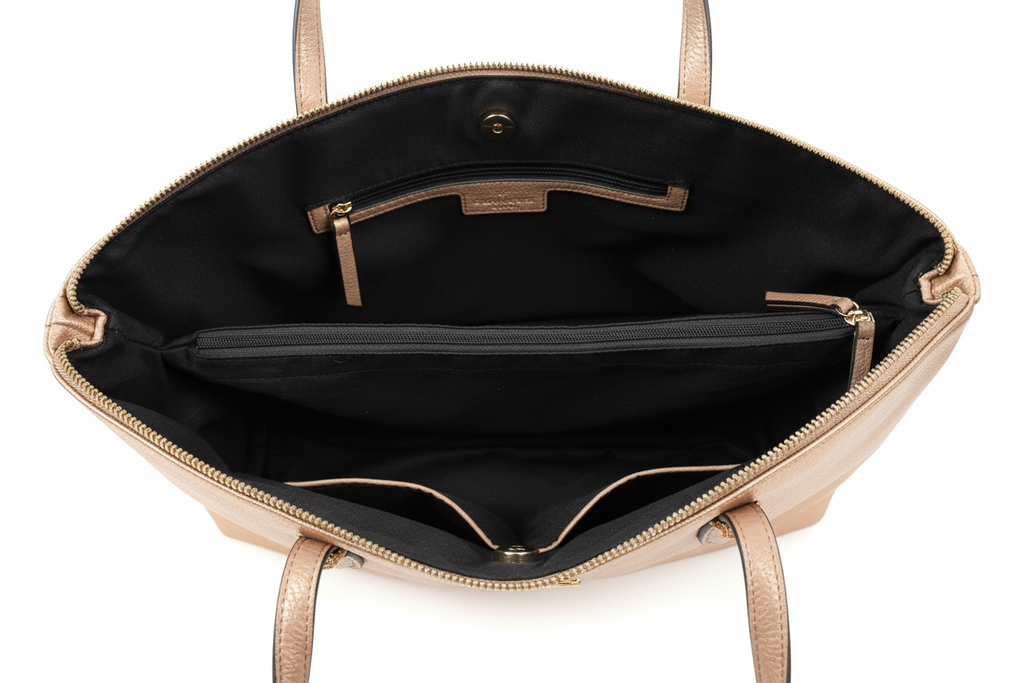 Intérieur sac tote fond blanc