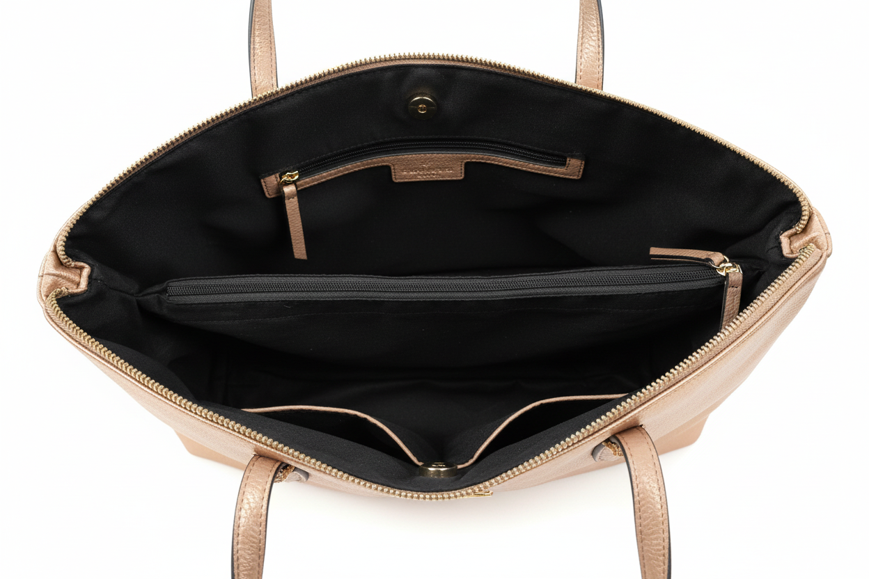 Intérieur sac tote fond blanc