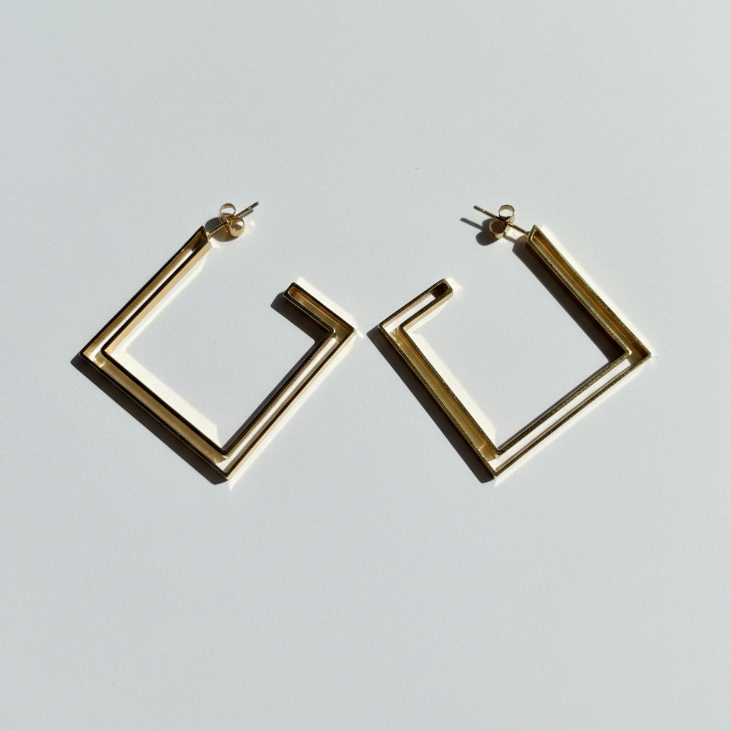 créoles carrées dorées femme