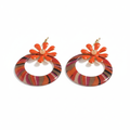 Paire de boucles d'oreilles fleur rouge fond blanc luxe Miss pompon
