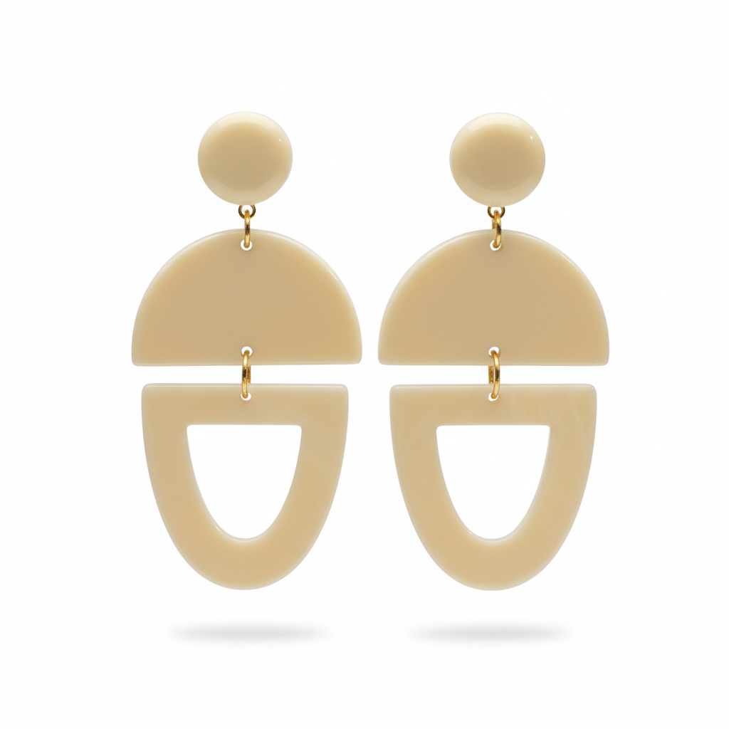 Paire de boucles d'oreilles AZERIA Louise beige résine 