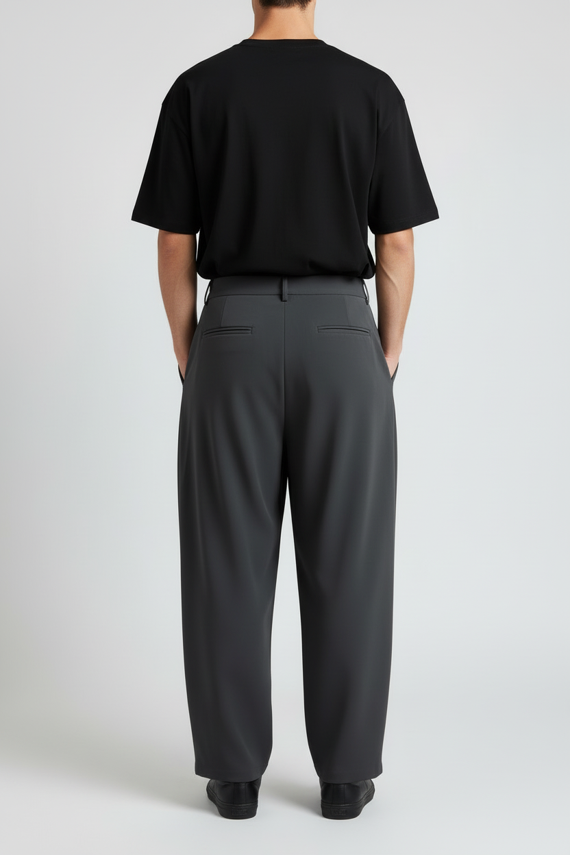 Pantalon gris anthracite à plis