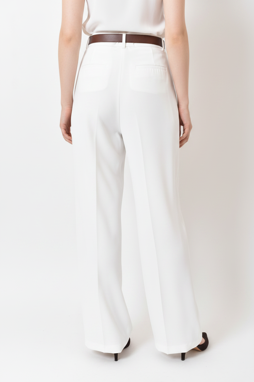 Pantalon large blanc fluide habillé Feelkoo 