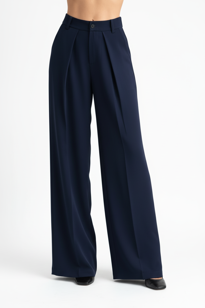 Pantalon large bleu marine avec talons