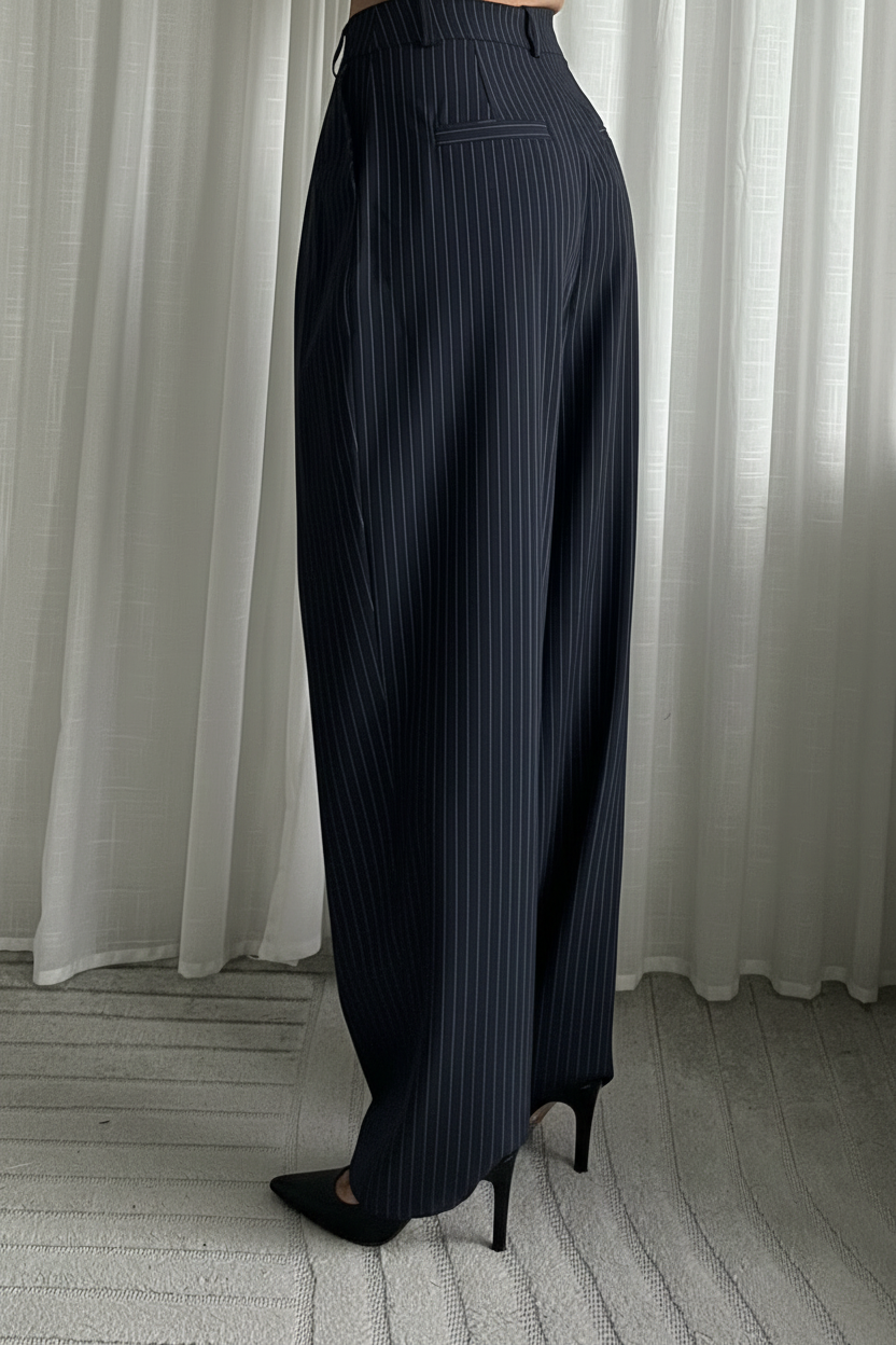 Pantalon Marine – Vue dos – Escarpins noirs