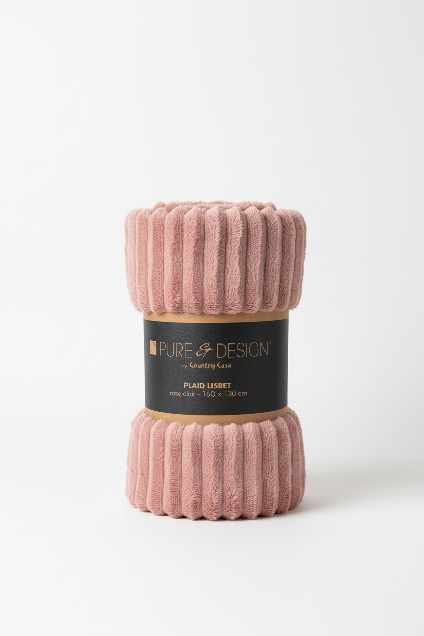 Plaid Lisbet rose poudré 160X130 cm