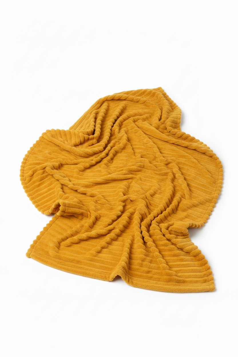 Plaid Sona jaune moutarde déplié