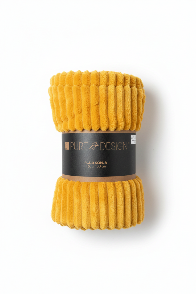 Plaid Sona jaune moutarde 16X130 cm