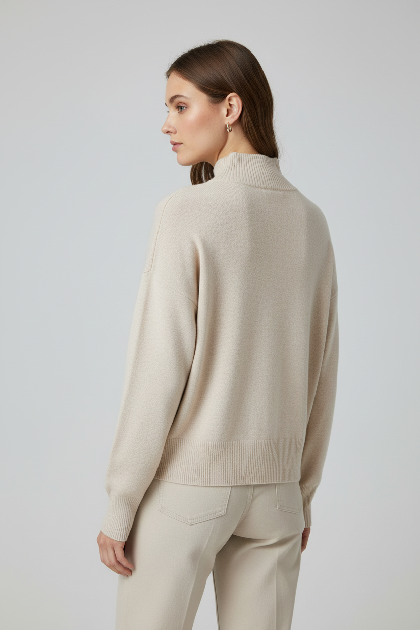 Pull beige dos sans couture