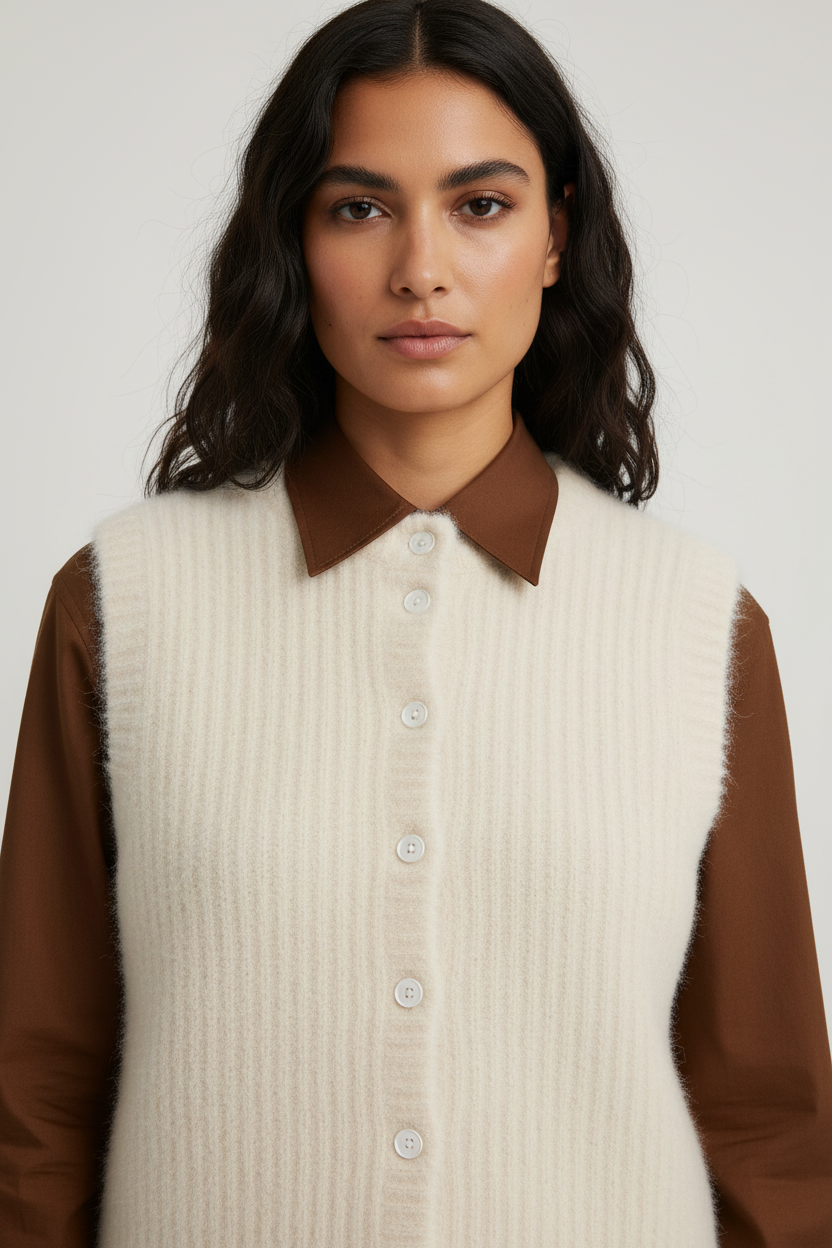 Pull Marie Ecru sans manches la cabane Orson 