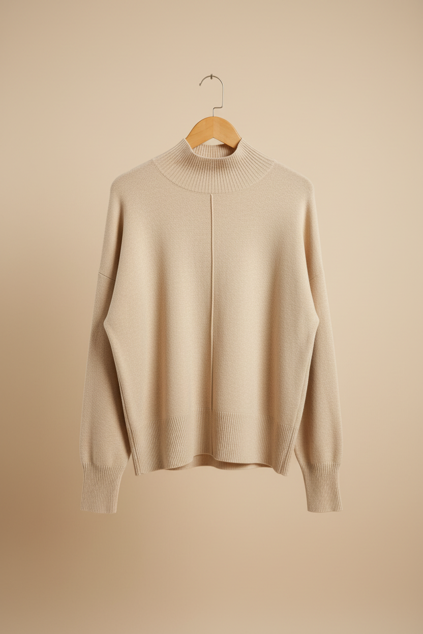 Pull mock turtleneck beige