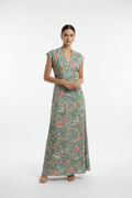 Robe florale vert sauge col V PAKO LITTO