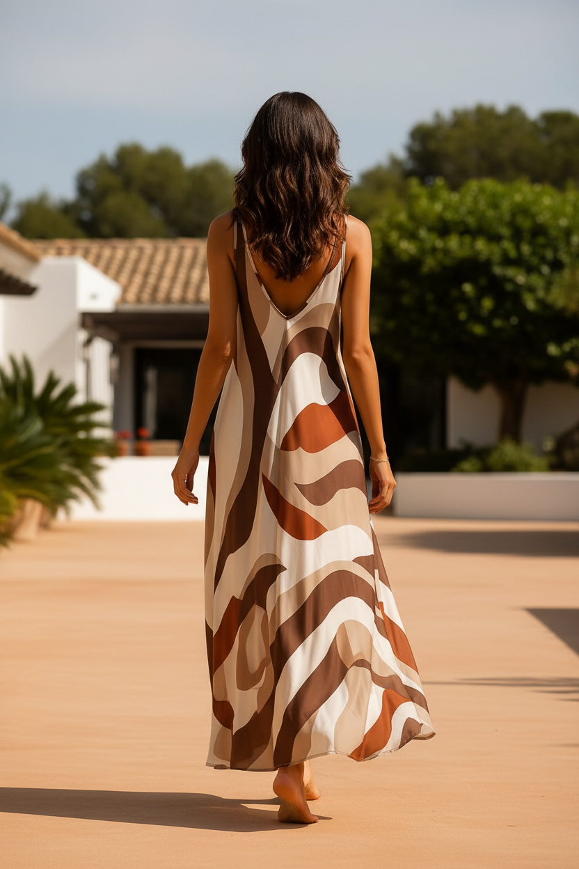 Robe longue – vue de dos, pose naturelle