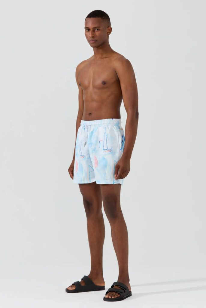 Marco Frank Ruffin - Short de Bain à Imprimé Voile, Séchage Rapide - Bleu Tendre