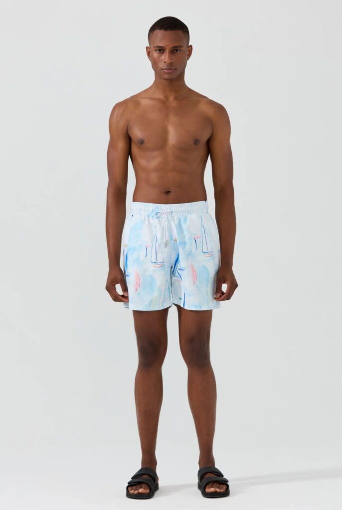 Marco Frank Ruffin - Short de Bain à Imprimé Voile, Séchage Rapide - Bleu Tendre