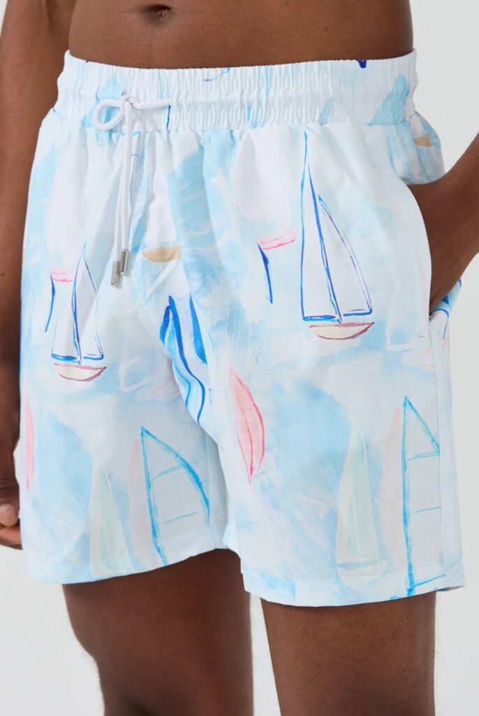 Marco Frank Ruffin - Short de Bain à Imprimé Voile, Séchage Rapide - Bleu Tendre