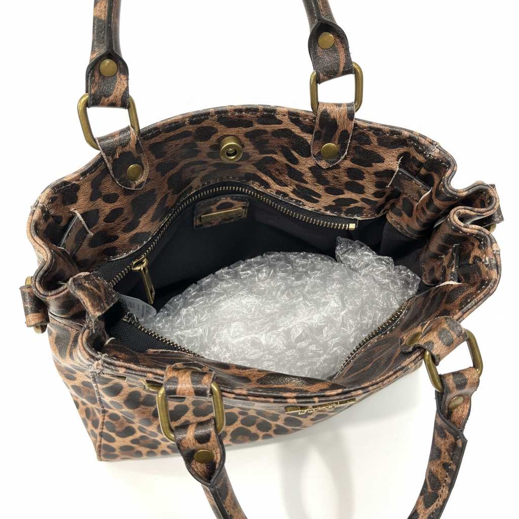 Sac cuir léopard - vue intérieure