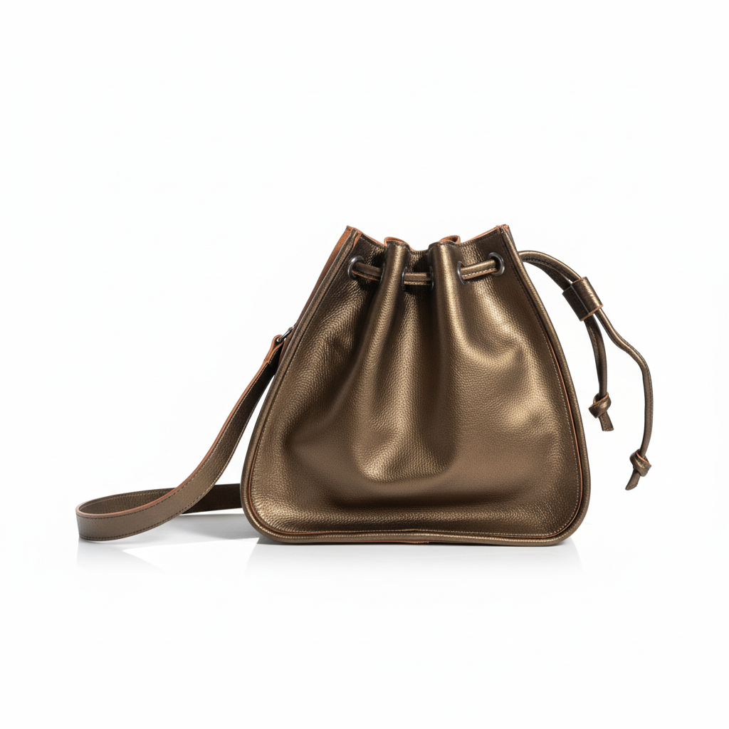 Sac seau bronze isolé fond blanc