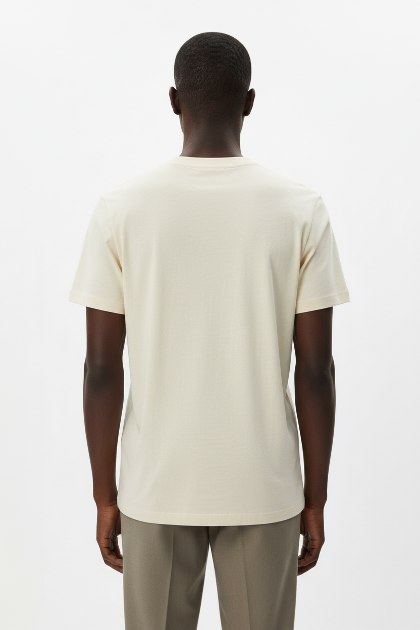 T-shirt beige uni dos homme noir