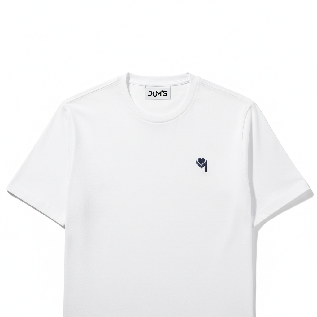 T-shirt blanc avec étiquette col