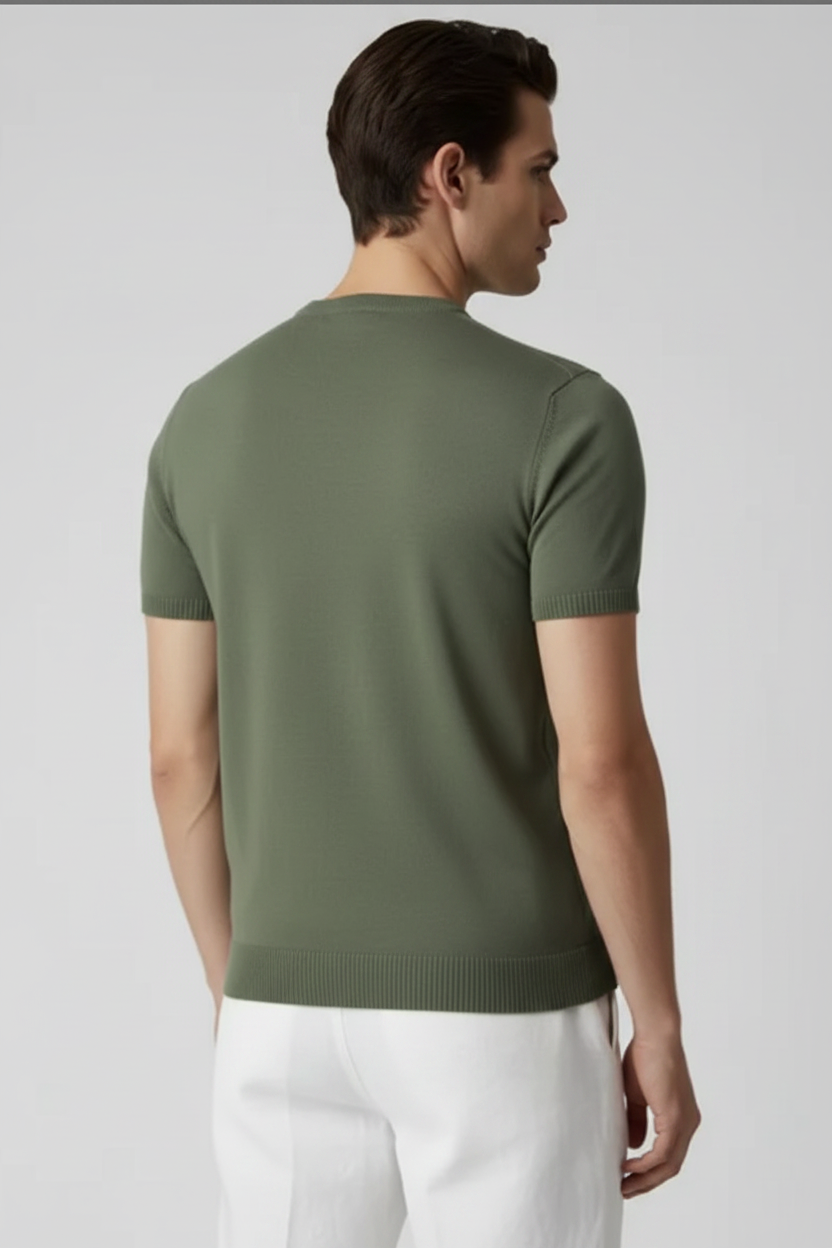T-shirt kaki maille fine homme