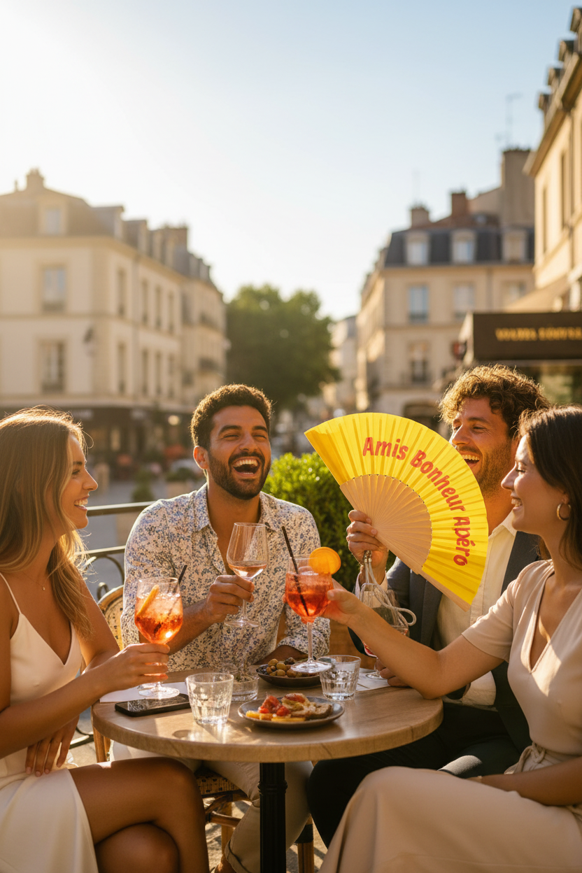 Éventail Amis Bonheur Apéro - terrasse entre amis